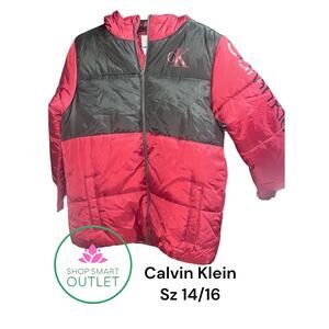 Calvin Klein Boys' Heavyweight Hooded Bubble Jacket with Polar Fleece SZ 14/16